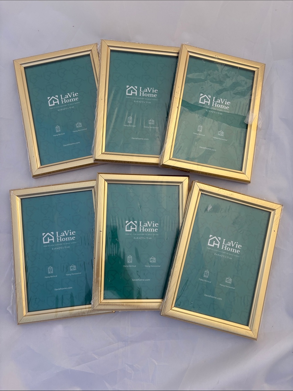 LaVie Home Gold Photo Frames New Old Stock In Plastic (Set of 6)